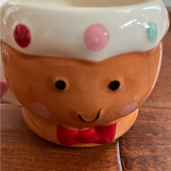 Gingerbread Man Ceramic Christmas Coffee Mug Red Bow Tie Polka Dots Stripes NEW - Picture 6 of 6